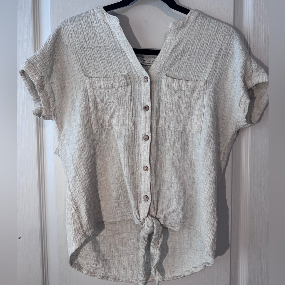 Cafe Marrakesh Cap Sleeve Tie Front Top -Size M